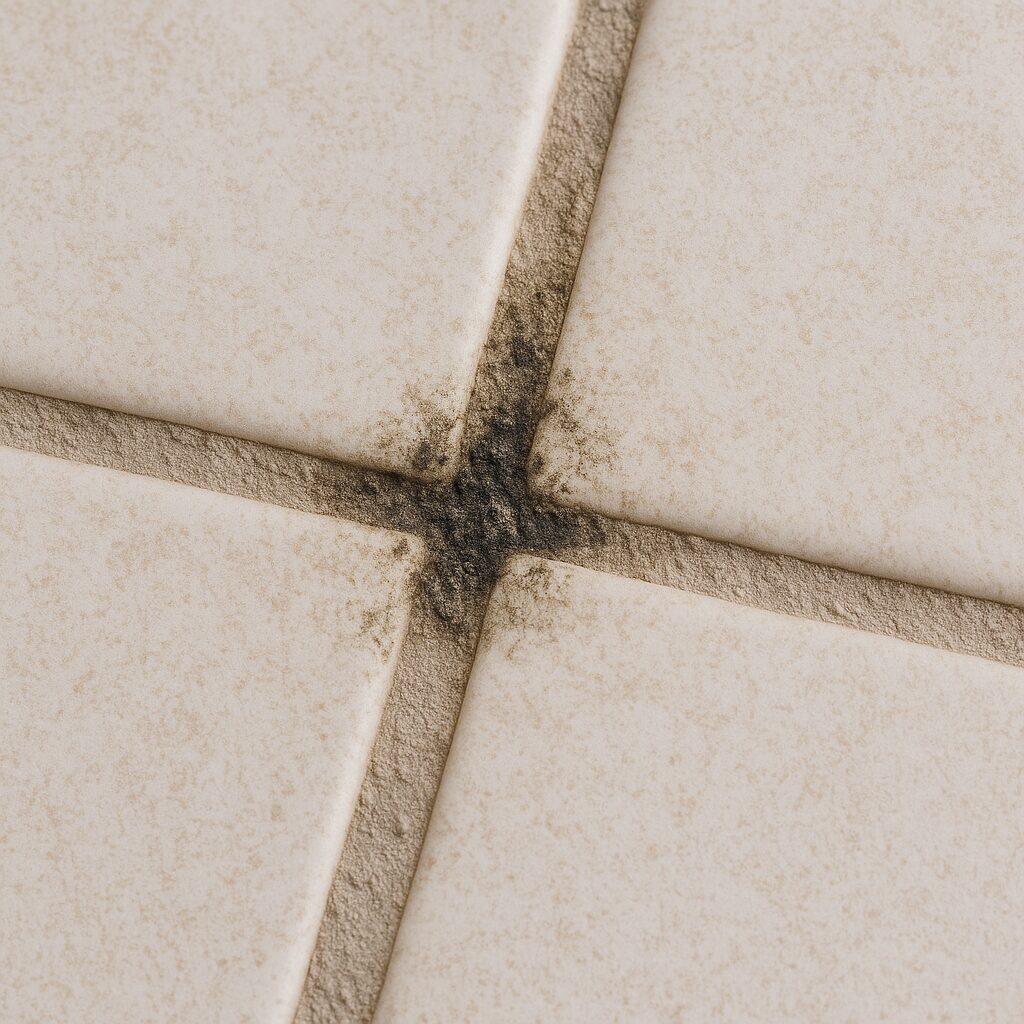 signs of damaged grout. Grout cleaning from revive tile and grout.